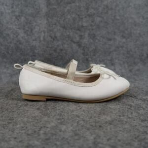 Cat & Jack Shoes Kids 9 Ballet Flats Mary Jane Strap Bow White Fashion Girls